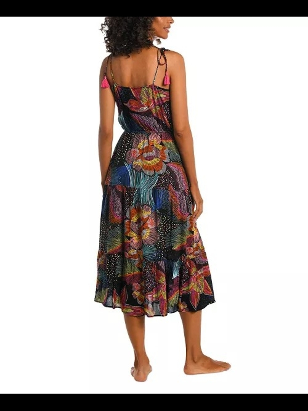 La Blanca Black Multicolor Floral Midi Dress